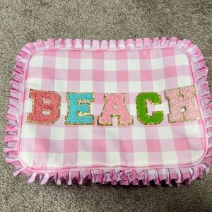 New Pink Gingham Checkered Beach Bag like Stoney Clover Pouch Travel